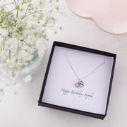 Silver Swarovski Birthstone And Initial Necklace