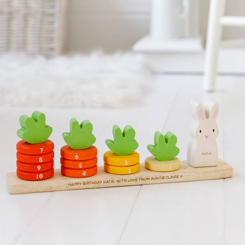 Personalised Wooden Counting Carrots Toy