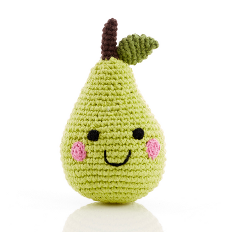 Friendly Fruit Crochet Cotton Green Pear Baby Rattle