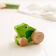 Personalised Push Along Wooden Frog Toy
