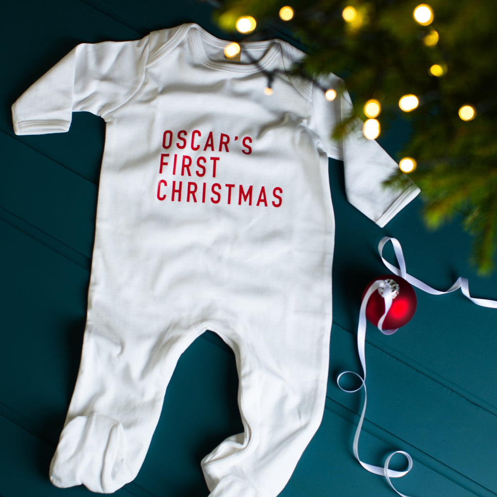 Personalised Baby's First Christmas Sleepsuit