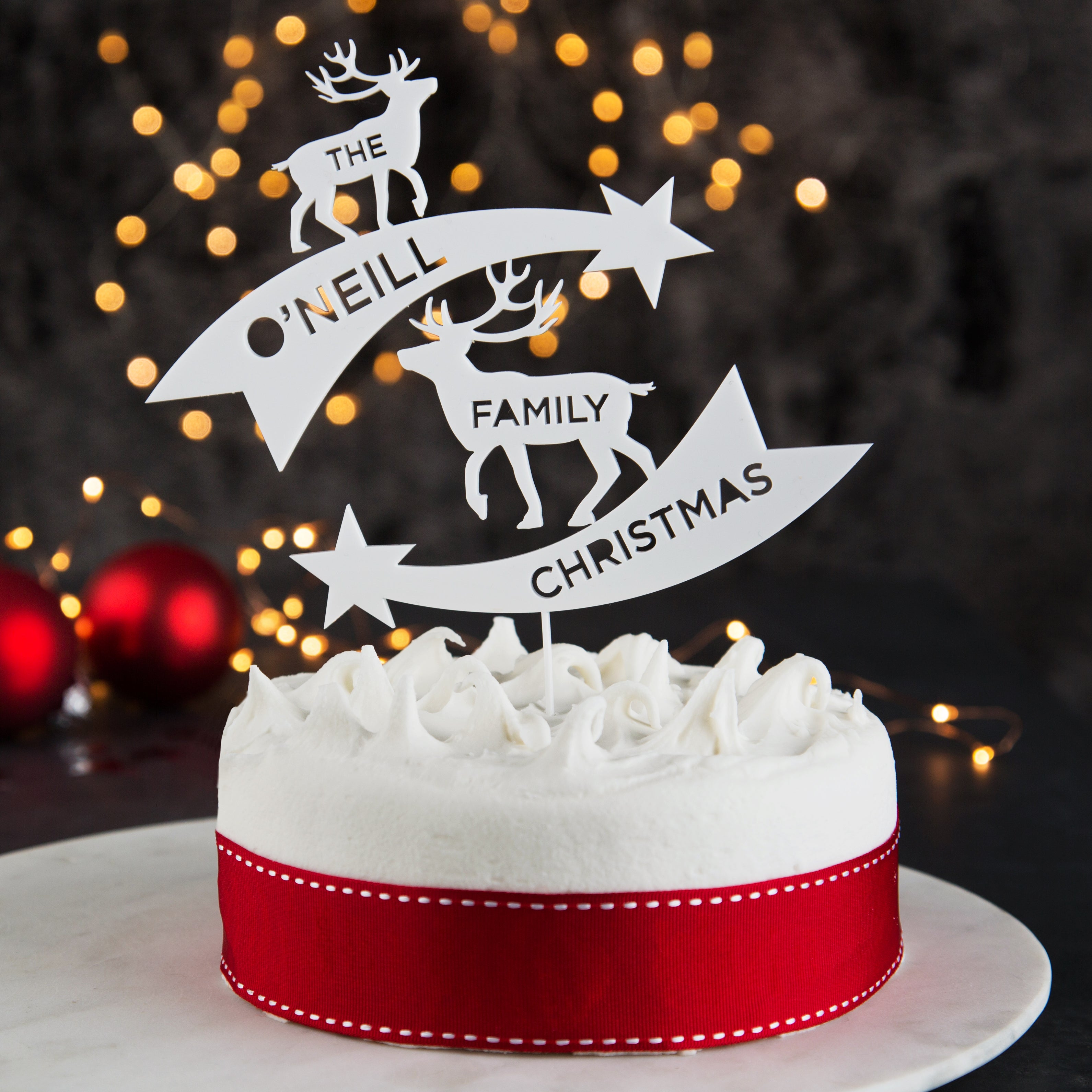 PERSONALISED FAMILY CHRISTMAS CAKE TOPPER – fox + weave