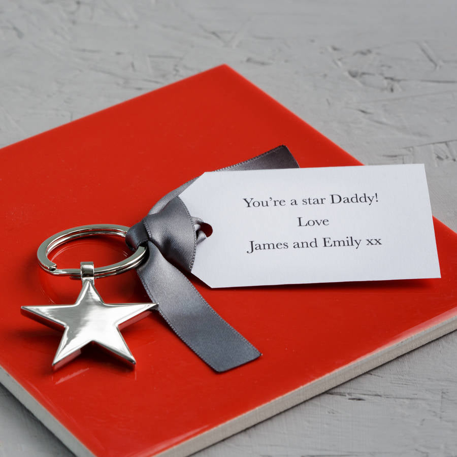 Father's Day Star Keyring With Personalised Tag