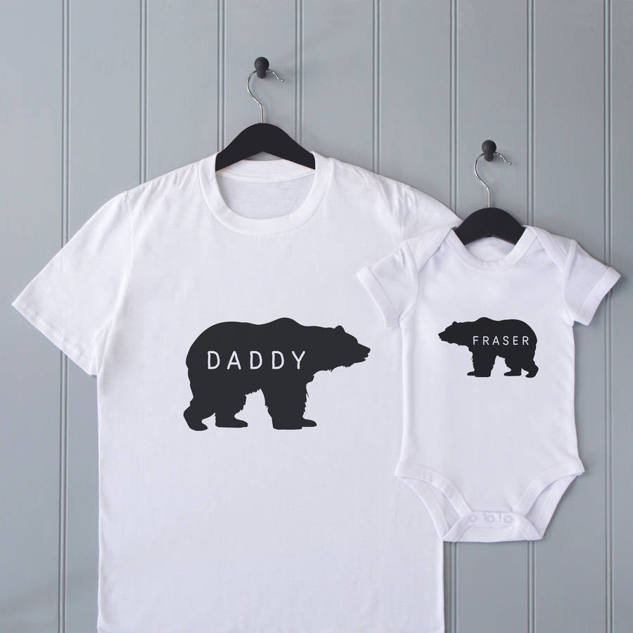 Personalised Father's Day Daddy Bear T Shirt Set