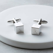 Personalised Engraved Cube Initial Cufflinks