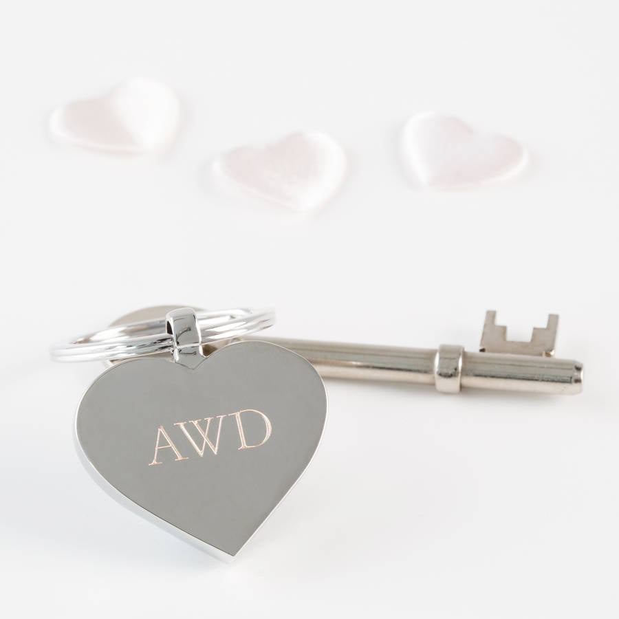 Personalised Engraved Initials Heart Keyring