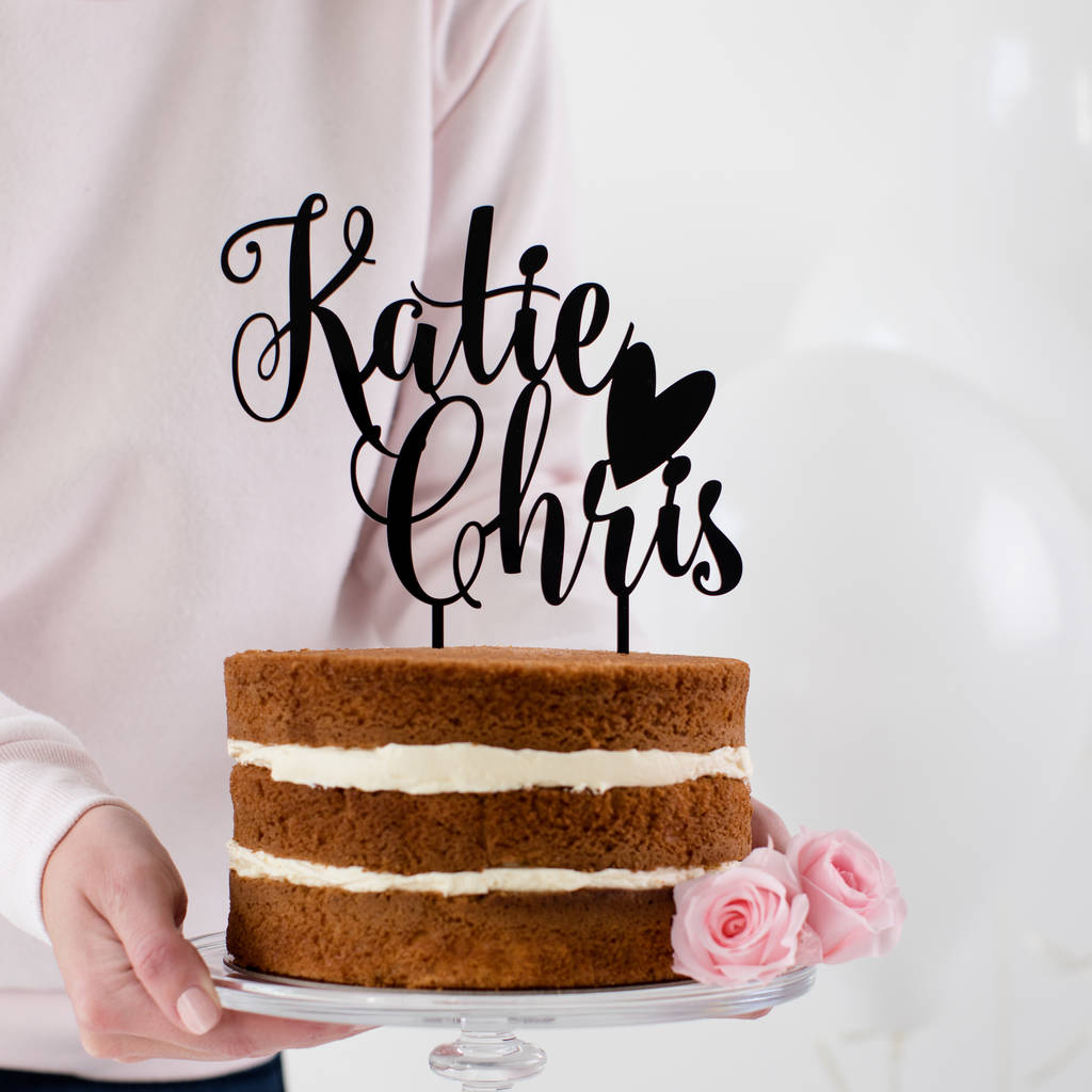 Personalised Love Heart Couples Cake Topper