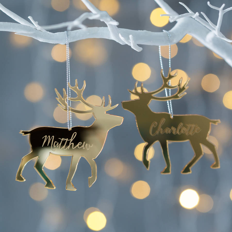 Personalised Mirrored Reindeer Decoration