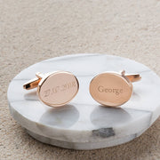 Personalised Rose Gold Oval Cufflinks