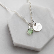 Personalised Swarovski Birthstone And Disc Necklace