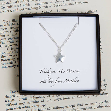 Personalised Teacher Silver Star Necklace
