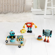 Three Wooden Robot Construction Toys